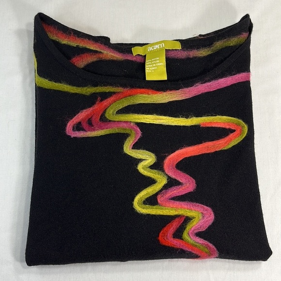 ACORN Abstract Swirl Artsy Sweater Small - black green pink red yellow - Picture 11 of 11